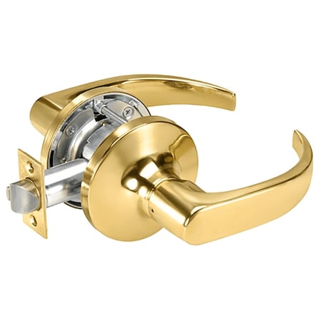 Yale Grade 1 Passage/Closet Latch Cylindrical Lock, Pacific Beach Lever, Non-Keyed, Bright Brass Finish,  PB5401LN 605